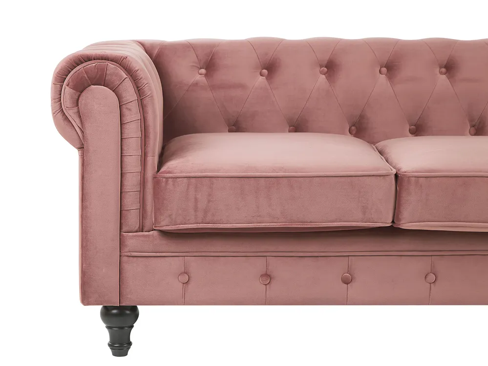 Living Room Set 4 Seater CHESTERFIELD Velvet Pink_778870