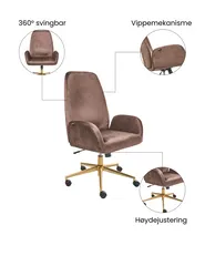 Kontorstol CLARE Fløyel Brun_1037291