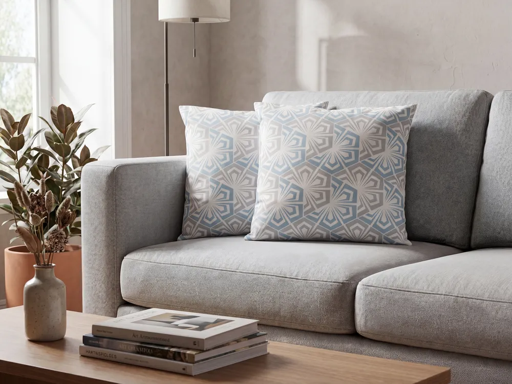Set of 2 Decorative Cushions PRIMROSE 45 x 45 cm Light Blue Ikat