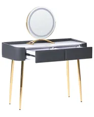 Dressing Table with Mirror and Stool SURIN LED Grey_1136215