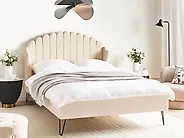 Säng med lamellram Bouclé AMBILLOU 140 x 200 cm Beige_1184045