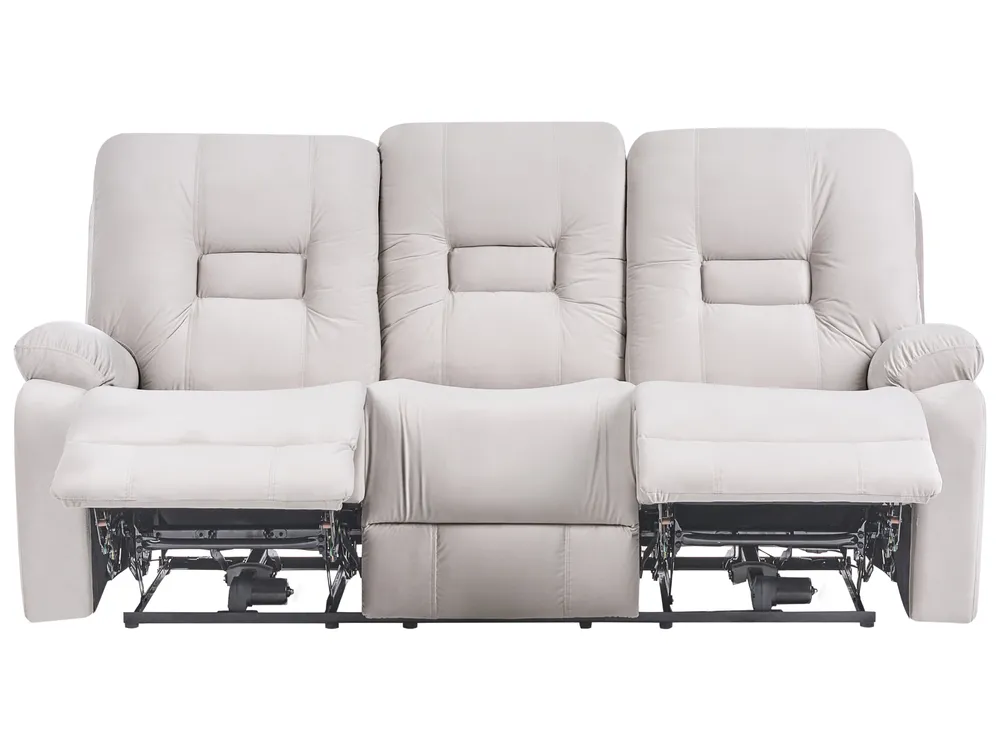 Soffgrupp med elektrisk reclinerfunktion 6-sits BERGEN med USB-port Sammet Ljusbeige_1064820
