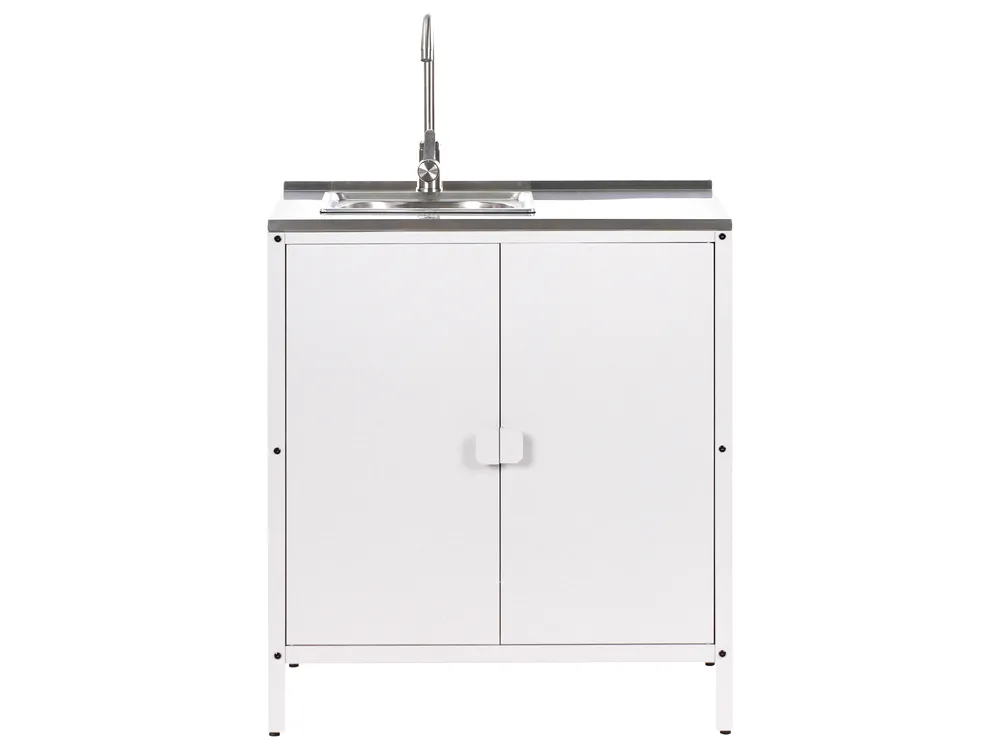 3 Piece Outdoor Kitchen Set with Sink VILAMA White Metal_974167