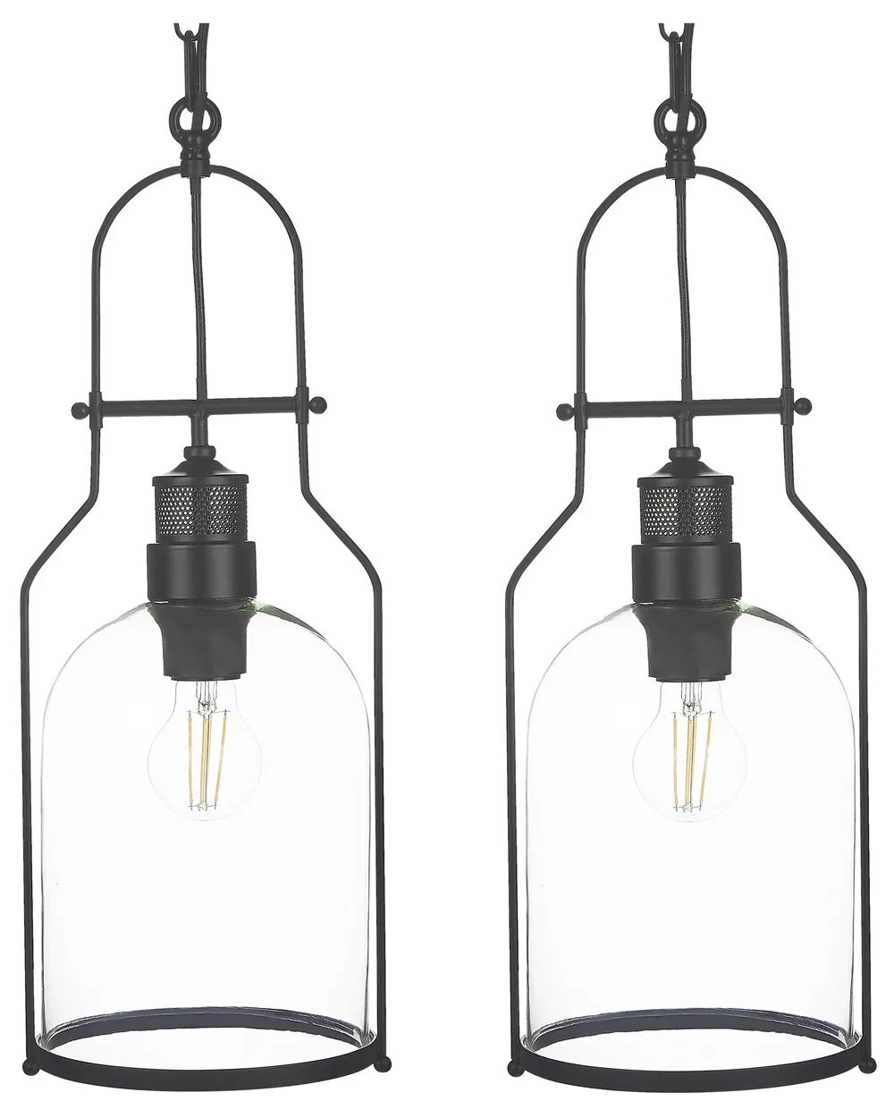 Set of 2 Pendant Lamps BASHILO Metal Black