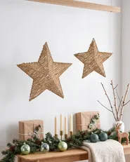 Set med 2 julpynt LED HAMPEN 24/30 cm Stjärna Guld_1145519