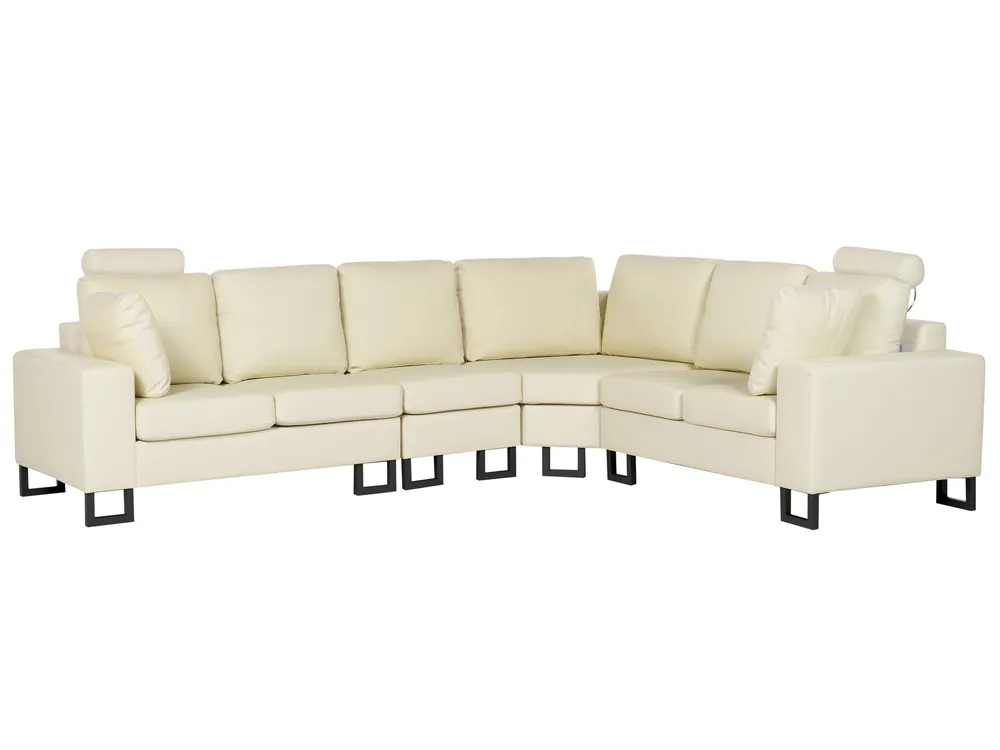 Corner Sofa 6 Seater STOCKHOLM Leather Light Beige Left Hand