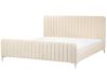Bed Velvet LUNAN 180 x 200 cm (EU Super King) Light Beige