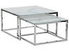 Set of 2 Coffee Tables BREA Tempered Glass White Marble