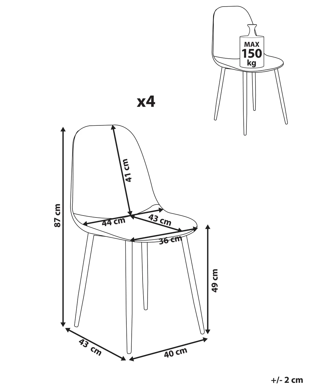 Set med 4 matstolar CRANDALL Ljusbeige_1024431