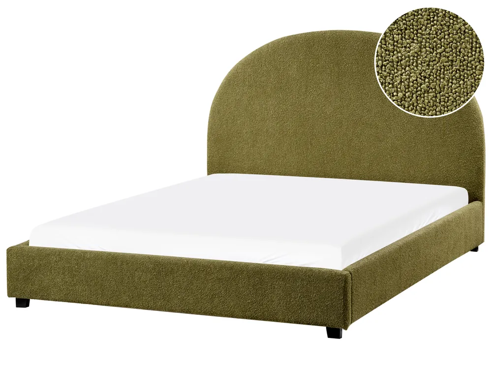 Bed Boucle VAUCLUSE 140 x 200 cm (EU Double) Olive Green