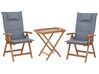 Bistro Set with Cushions Folding JAVA Acacia Wood Blue