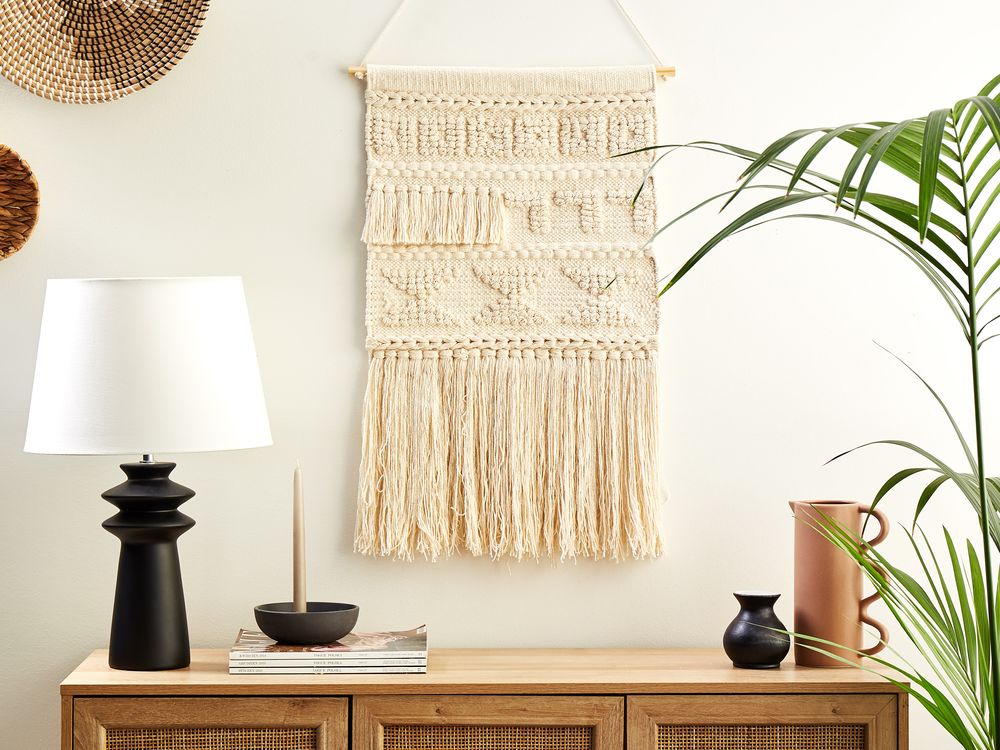 Veggdekorasjon i stoff KAMOKE Bomull 103 cm Beige
