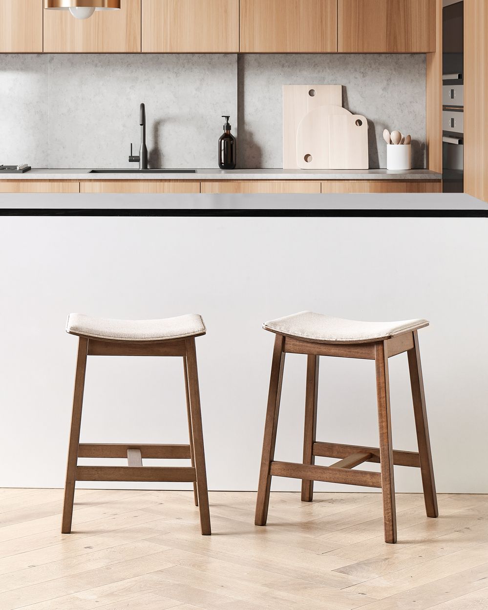 Sett med 2 barstoler DIXON Heltre Mørkebrun/beige