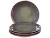 Set of 4 Dinner Plates THYME Stoneware Dark Green