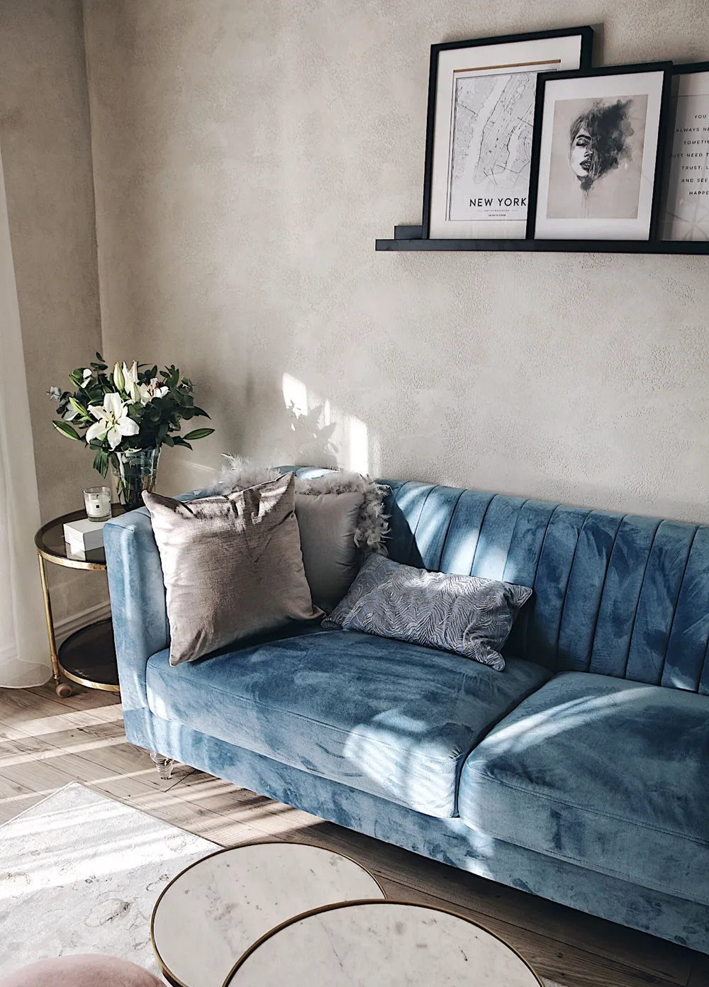 Sofa 3 Seater ARVIKA Velvet Light Blue_724762