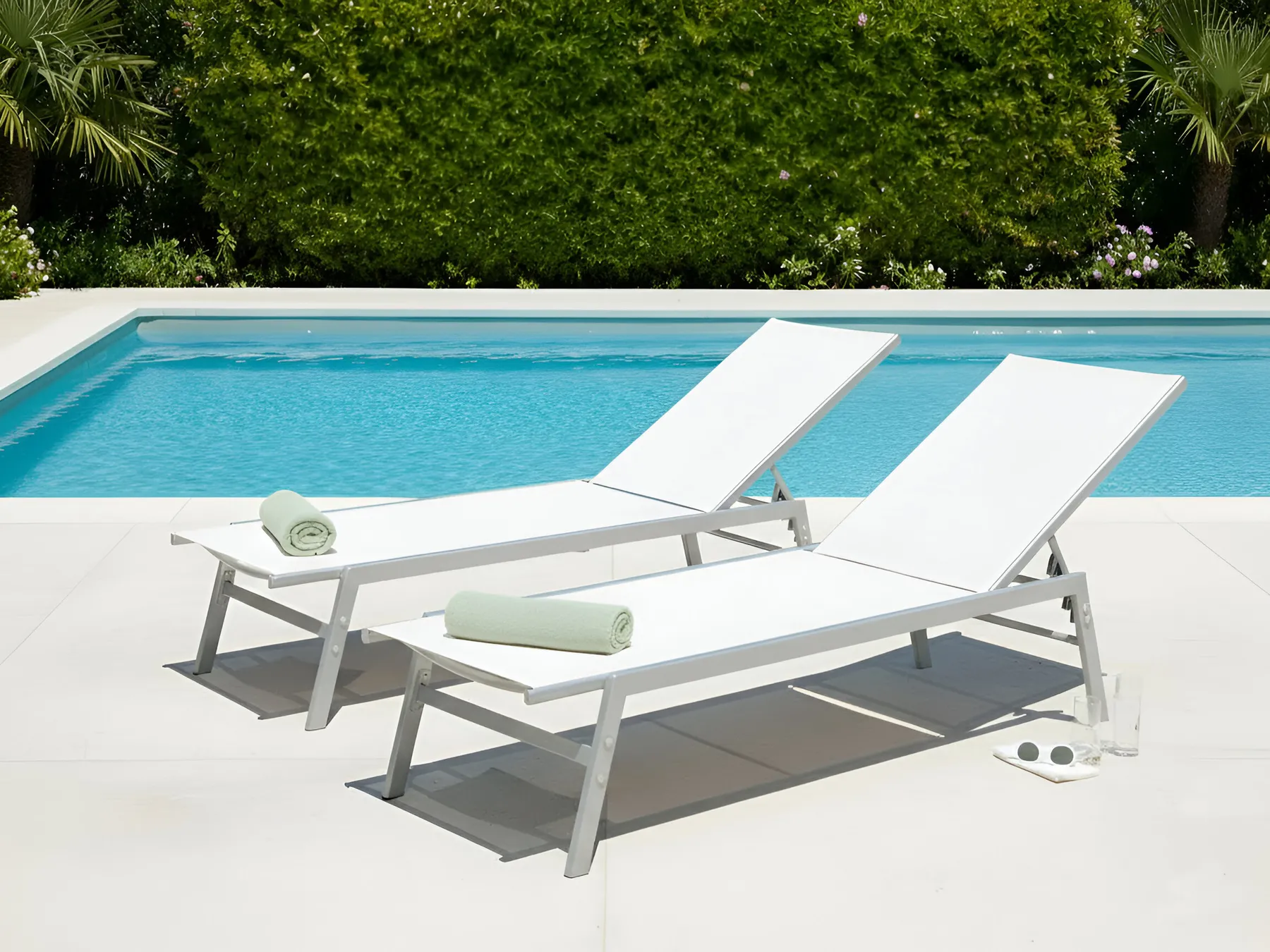 Sun Lounger NOLI Reclining Metal White_781048