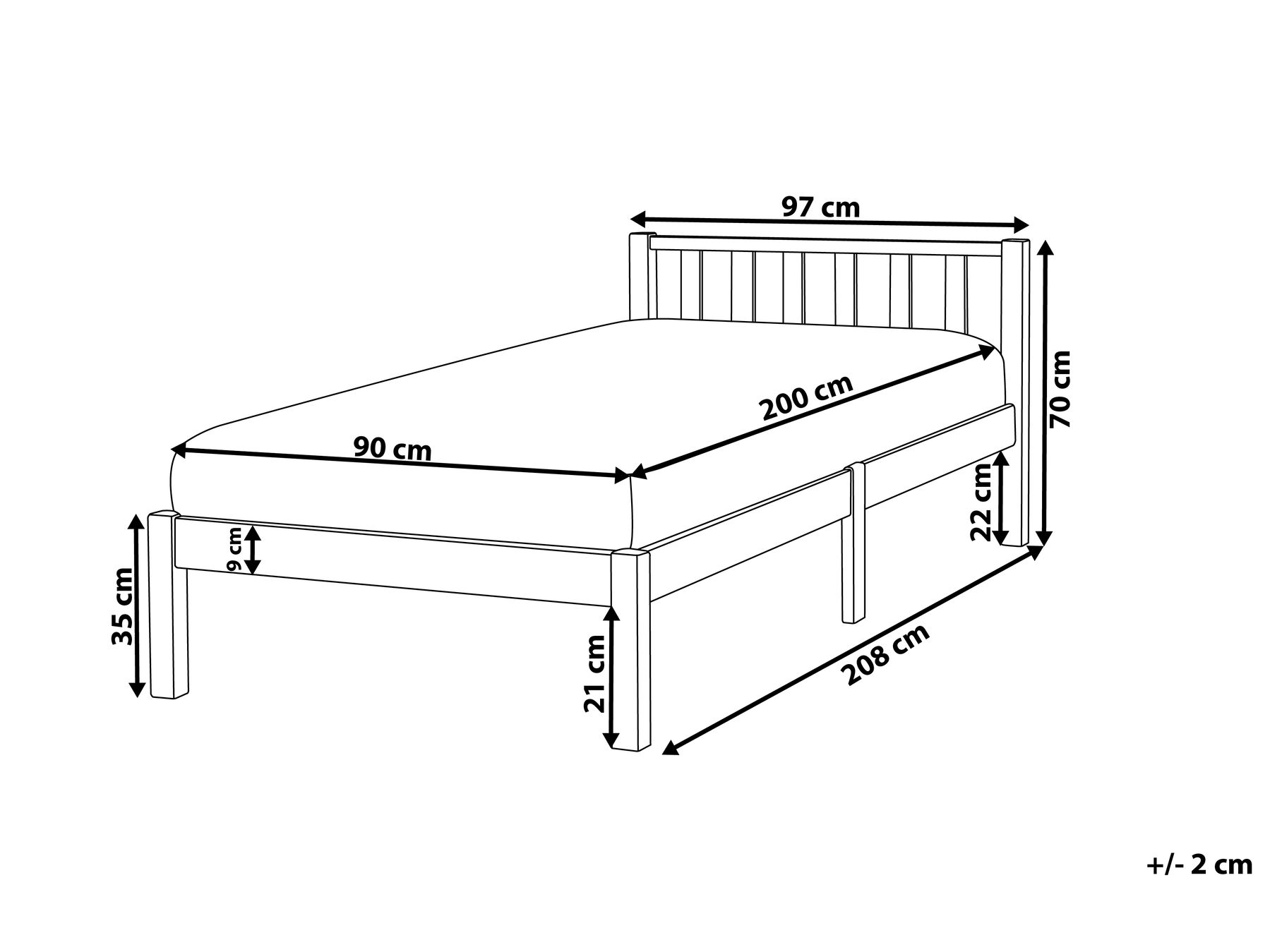 Säng med lamellram Furu FLORAC 90 x 200 cm Vit_750998