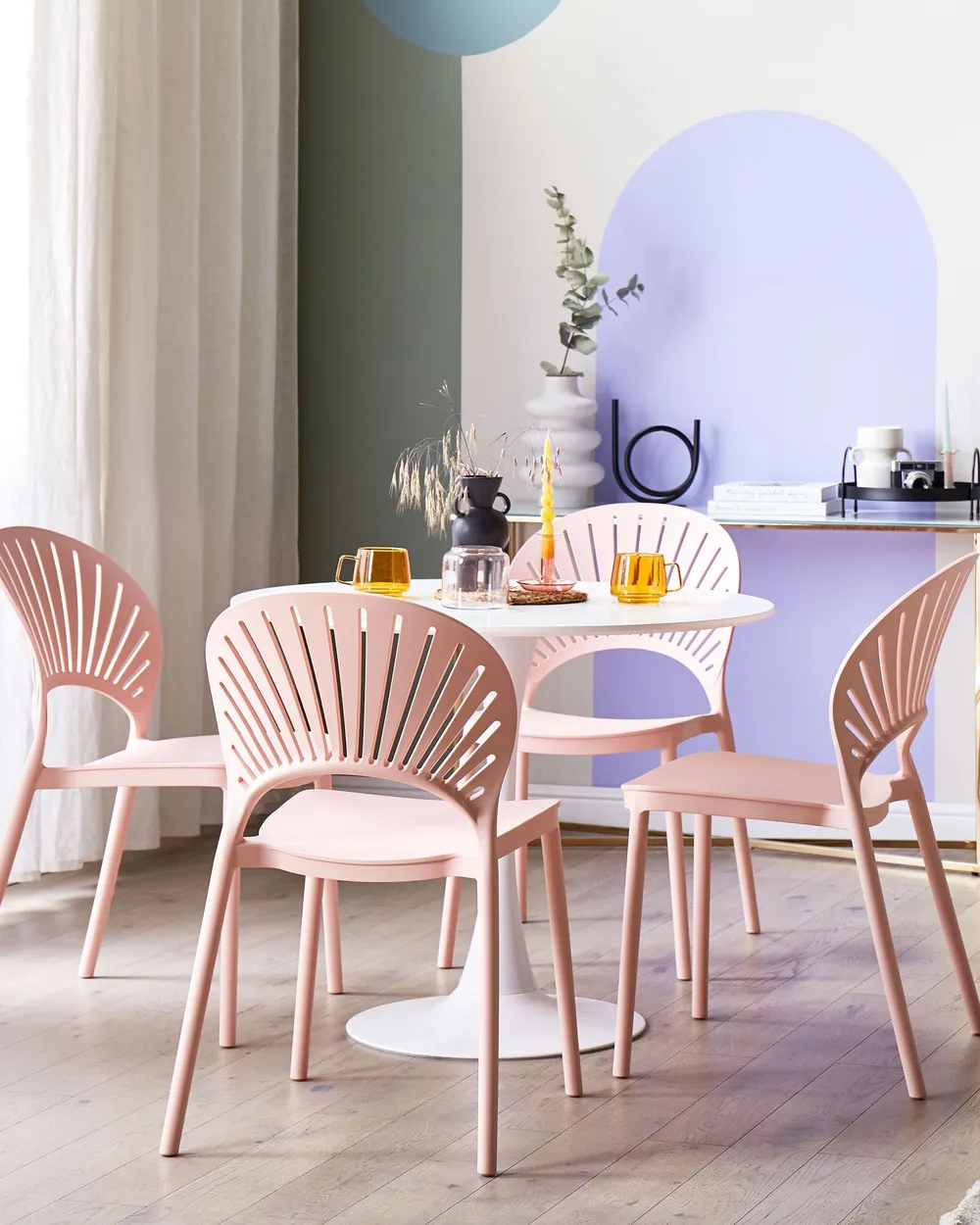 Set of 4 Garden Chairs OSTIA Pastel Pink_825363
