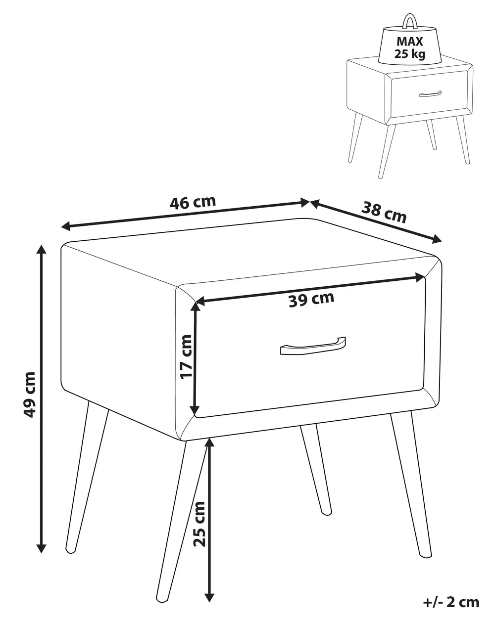 1 Drawer Bedside Table FLAYAT Velvet Orange_833976