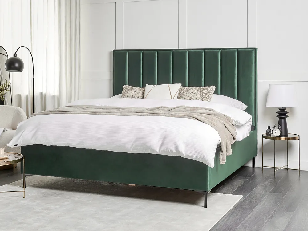Ottoman Bed SEZANNE Velvet Dark Green 180 x 200 cm (EU Super King)