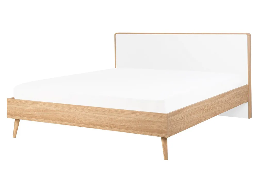 Bed with LED SERRIS 160 x 200 cm (EU King Size) Light Brown_772474
