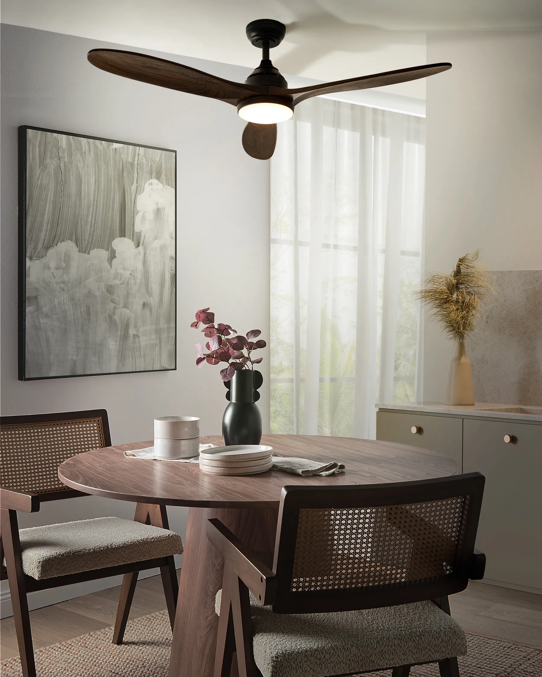 Ceiling Fan with Light MOYAR with Remote LED Dark Brown_988734