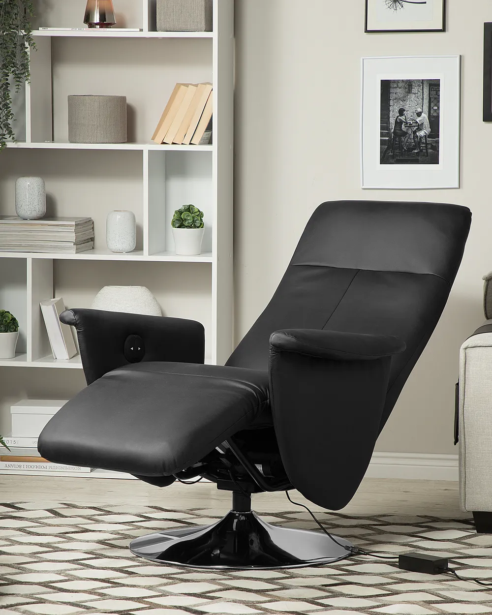 Recliner Chair PRIME with Footrest Faux Leather Black