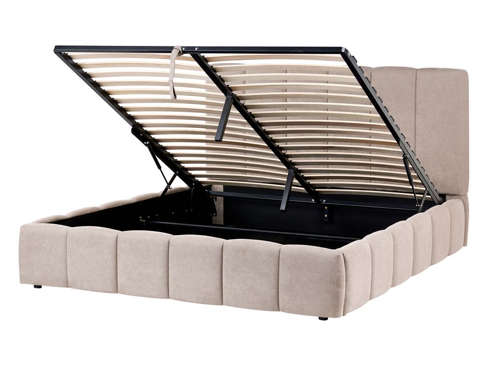 Ottoman Bed VAUVERT Fabric Taupe 140 x 200 cm (EU Double)