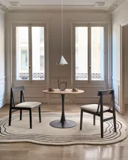 Set of 2 Dining Chairs ISLE Wood Black/ Beige_1006397