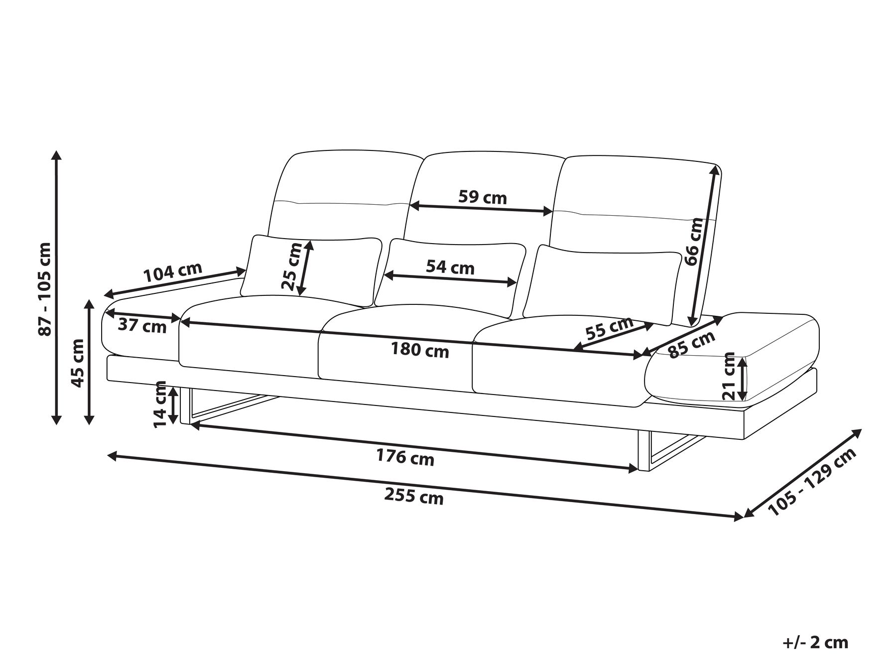 Sofa 3 Seater IKAST Fabric Black_969303