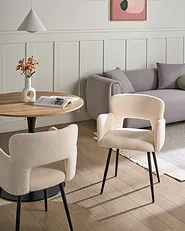 Set med 2 matstolar SANILAC Bouclé Vit_1154497