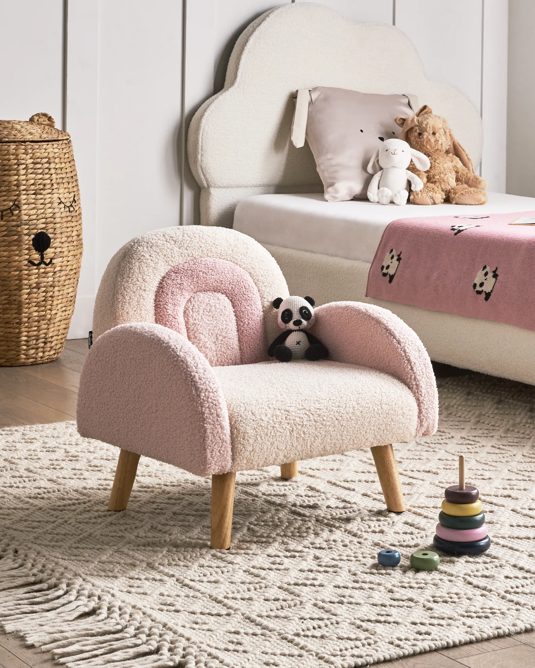 Kids Armchair Rainbow OMBO Boucle Pastel Pink_977418