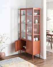 Glass Display Cabinet OXTED 80 cm Metal Golden Brown_1069035