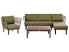 Garden Lounge Set with Table 4 Seater CREMONA Acacia Wood Dark Brown/ Green Left Hand