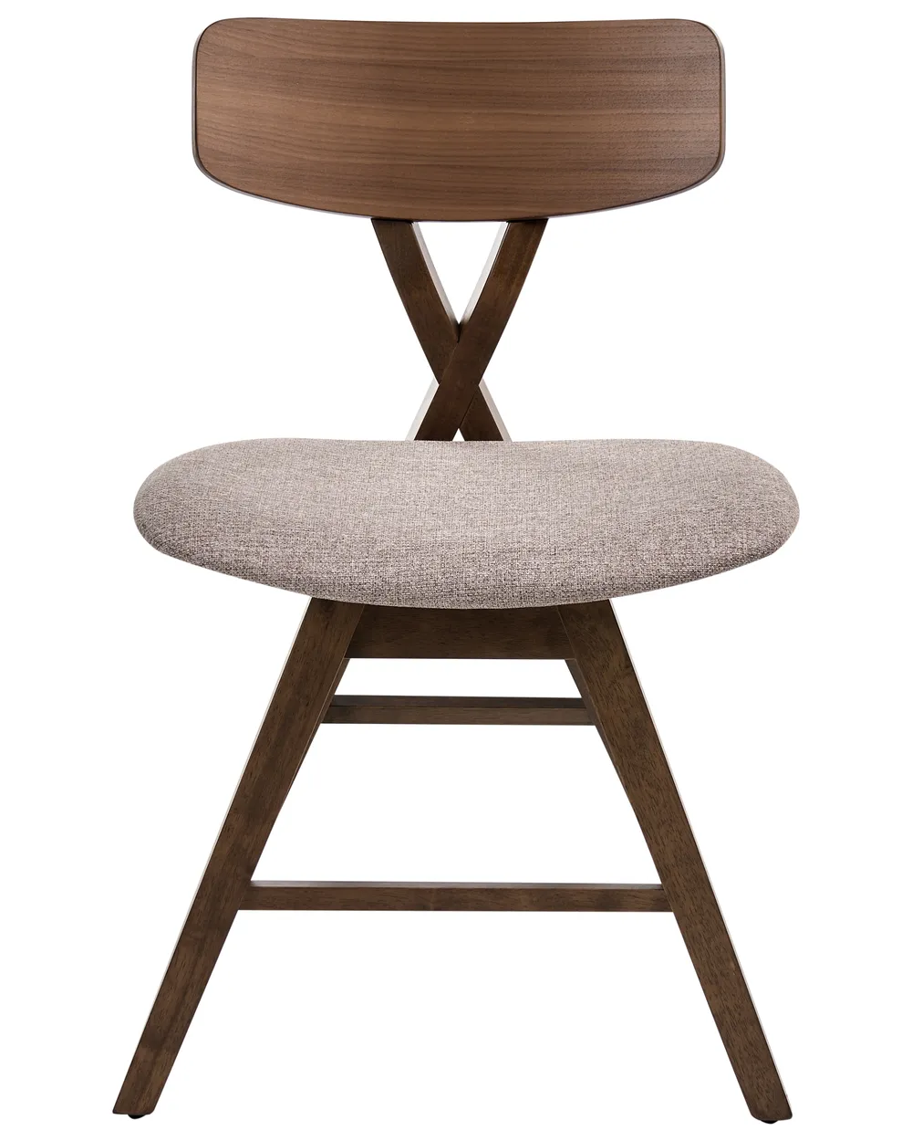Set of 2 Dining Chairs LELAND Wood Brown/ Taupe_1065928