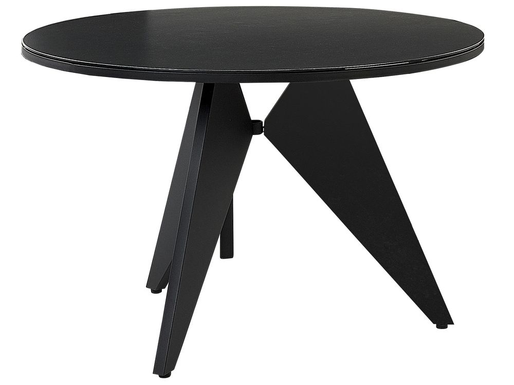 Trädgårdsmatbord OLMETTO 83 cm 110 cm Glas Svart