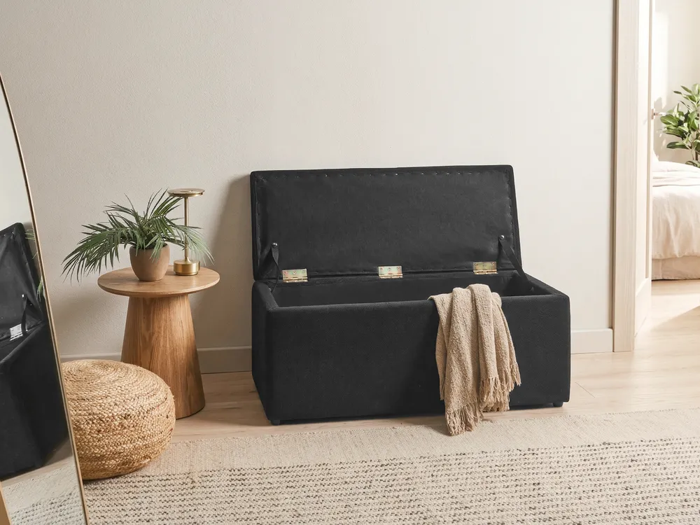 Storage Ottoman OREM Fabric 100 cm Black_1058936