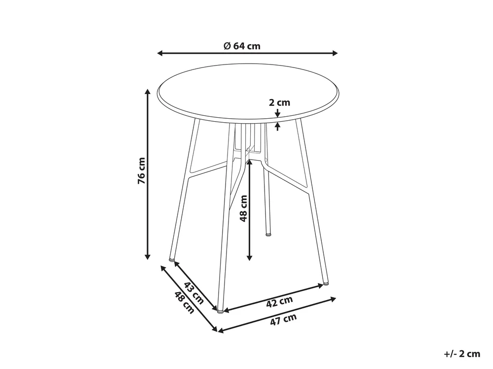Bistrobord TALTAL 64 cm 64 cm Metall Grå_993399