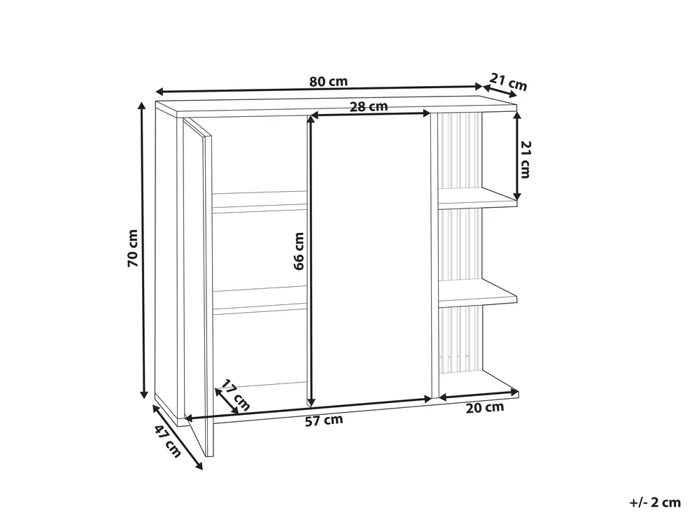 Bathroom Wall Mounted Mirror Cabinet NUBES 80 cm 70 cm White_946936