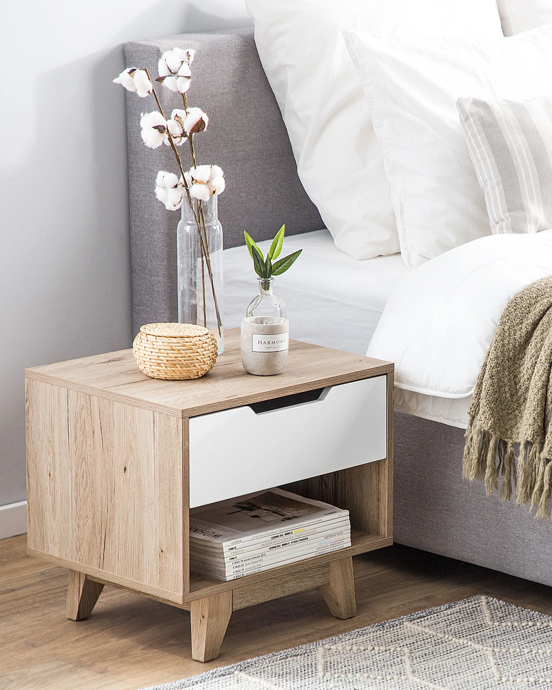1 Drawer Bedside Table SPENCER White_749639