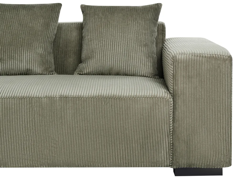 Corner Sofa 4 Seater LUNGO Corduroy Green Right Hand_962319