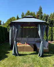 Gazebo PORTEL 350 cm 350 cm Metal Graphite Grey_1131342