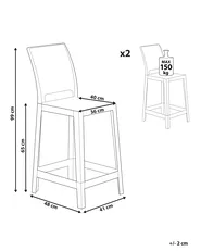 Set of 2 Bar Chairs WELLINGTON White_884242