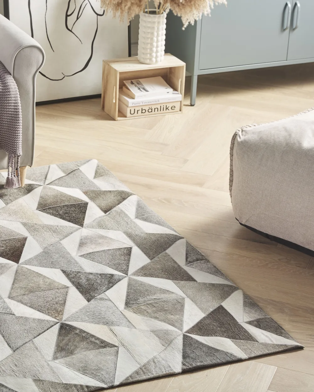 Rug ALAKA Grey 160 x 230 cm Leather