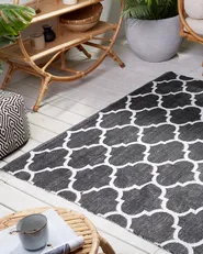 Outdoor Rug ALADANA Black/ White 140 x 200 cm Reversible_733708