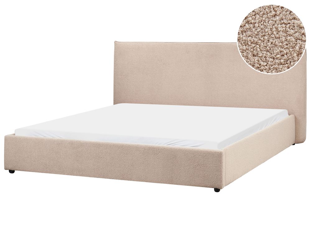Säng med lamellram Bouclé LAVAUR 180 x 200 cm Taupe