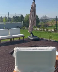 Garden Lounge Set with Table 4 Seater FRASCATI Modular Certified Acacia Wood Off-White_994171
