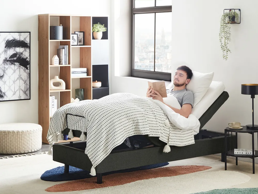 Adjustable Bed without Headboard Fabric DUKE II 80 x 200 cm (EU Small Single) Dark Grey_987299