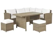 Garden Lounge Set with Table and Ottoman 5 Seater BARDI with Cushions PE Rattan Brown_820357