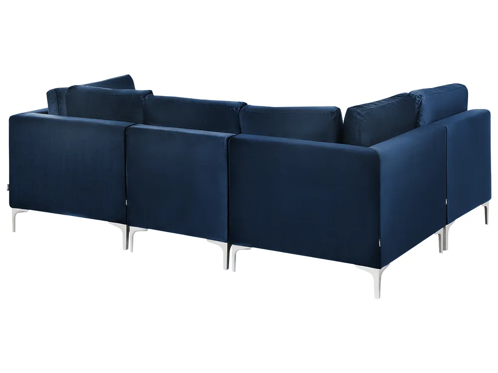 Modular Corner Sofa 4 Seater EVJA Velvet Navy Blue Right Hand_860029